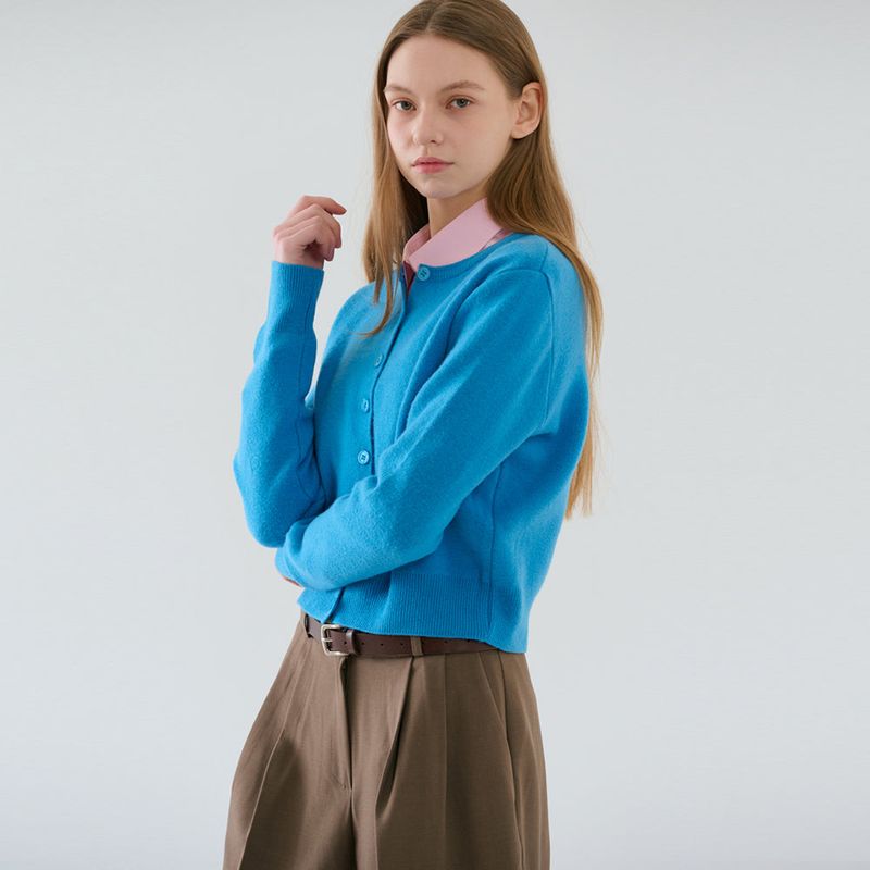 RVS Round Neck Cardigan Blue