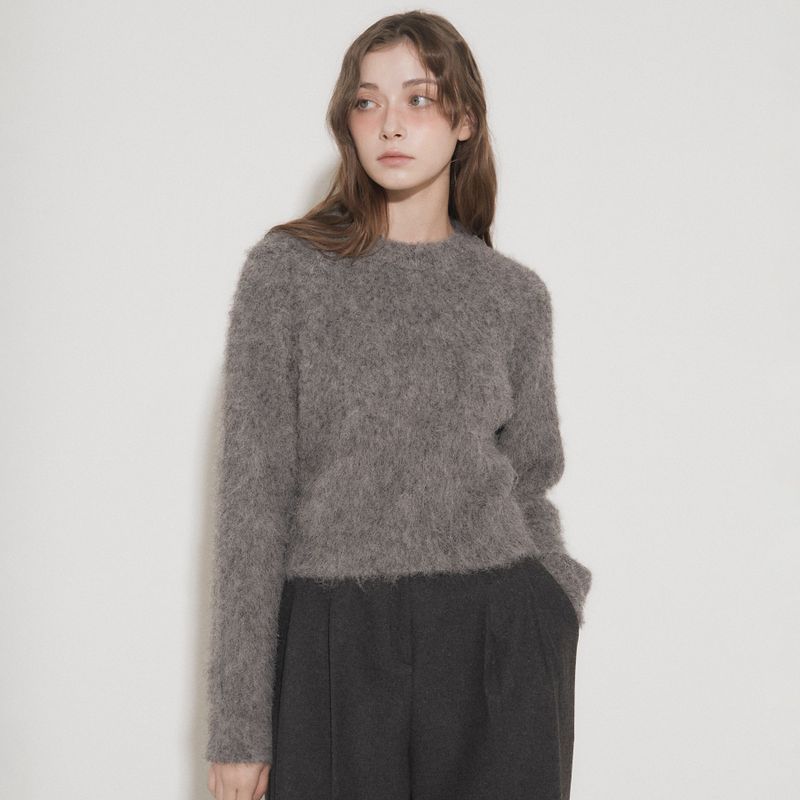 AWE BORN US（アボンアス）の「WOOL BRUSHED SWEATER [GRAY]（Tops）」