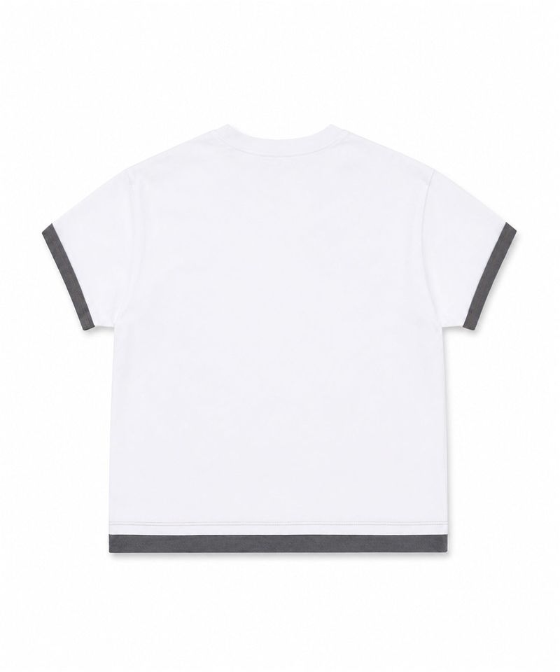 Layered Roll-Up Cropped T-shirt - White