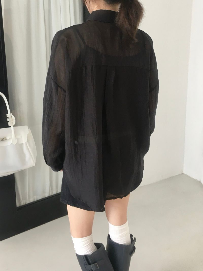 Airy Shell See-Through Shirt (7c)