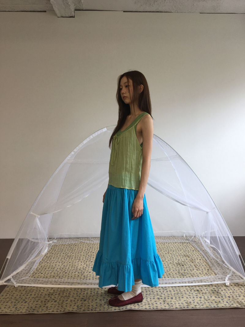 Liang button frill long skirt (4color)