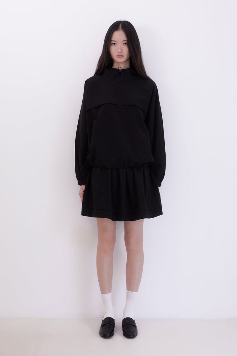Pintuck shirring mini skirt (BLACK)