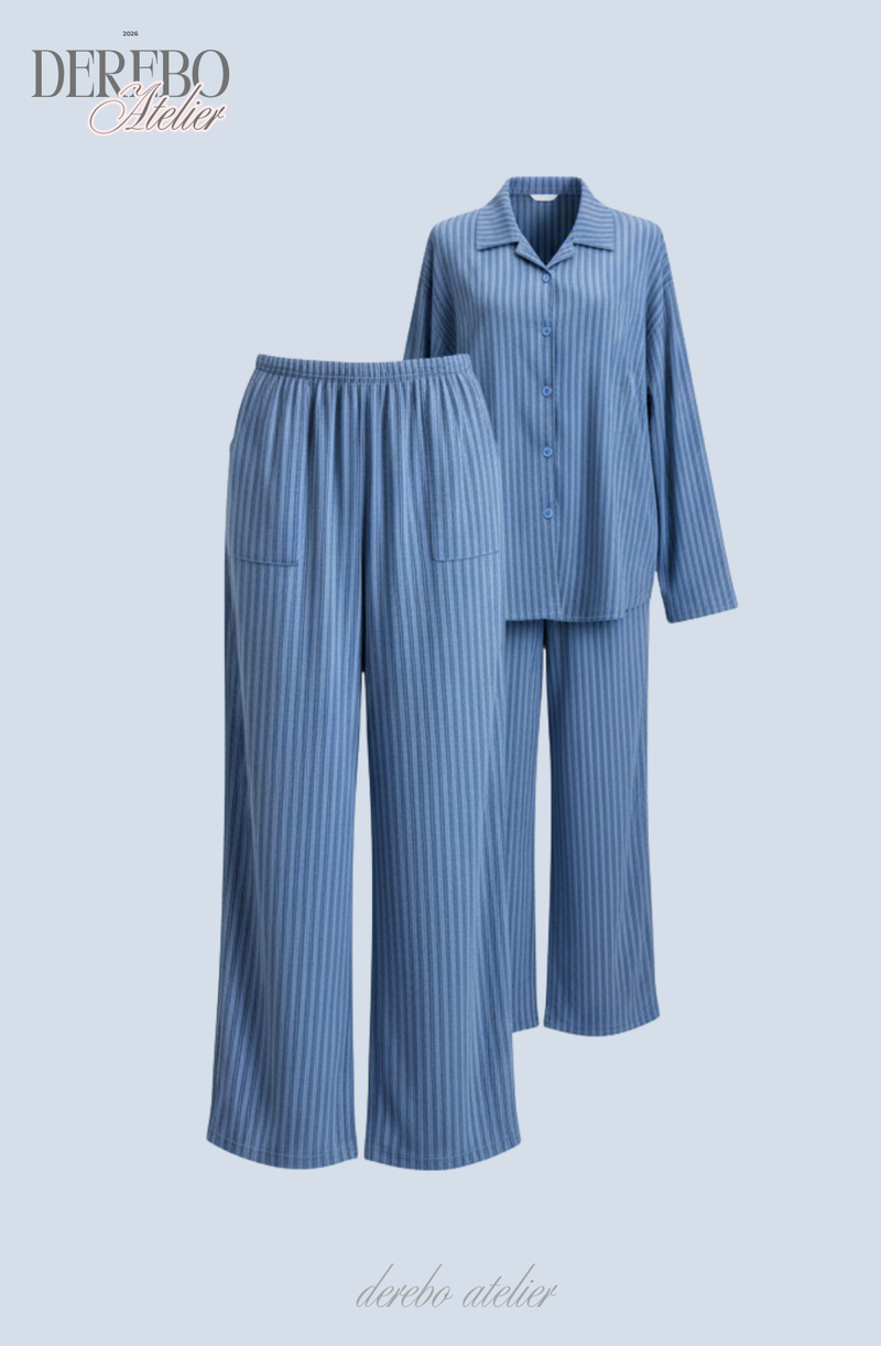 blue stripe fleece pajamas