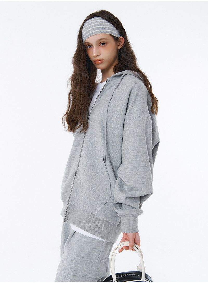 [Unisex] BASIC LINE OVER FIT 2-WAY ZIP-UP (4color)
