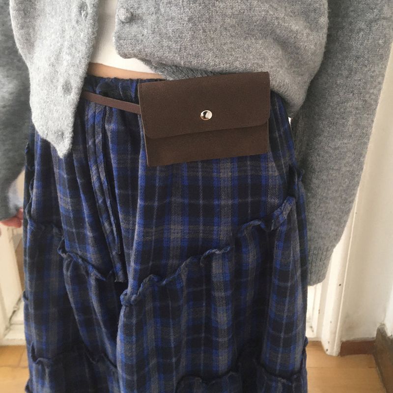 Solpa Checkered Flare Long Skirt