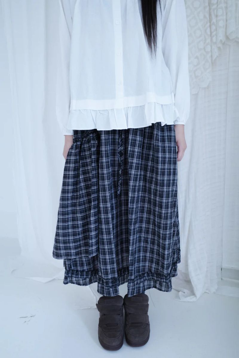 myorang（ミョラン）の「ロイヴィンテージフリルチェックロングスカート（スカート）」
