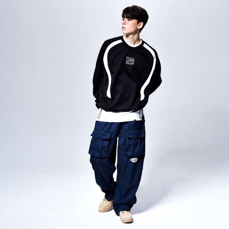 NUMBER EIGHT WIDE CARGO PANTS (NAVY)