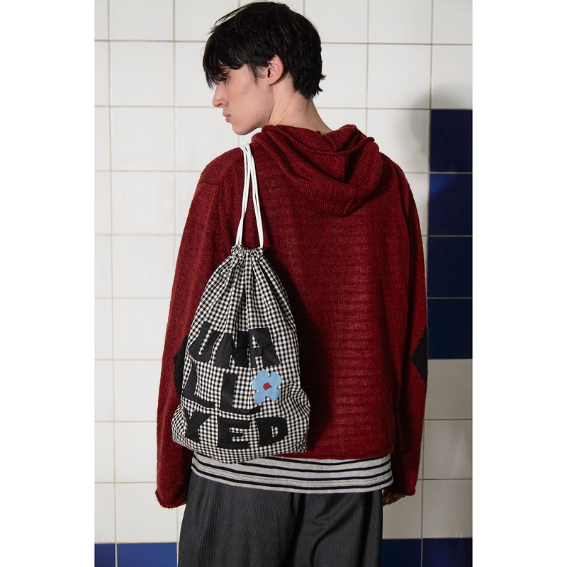 LOGO GINGHAM CHECK GYM SACK / BLACK