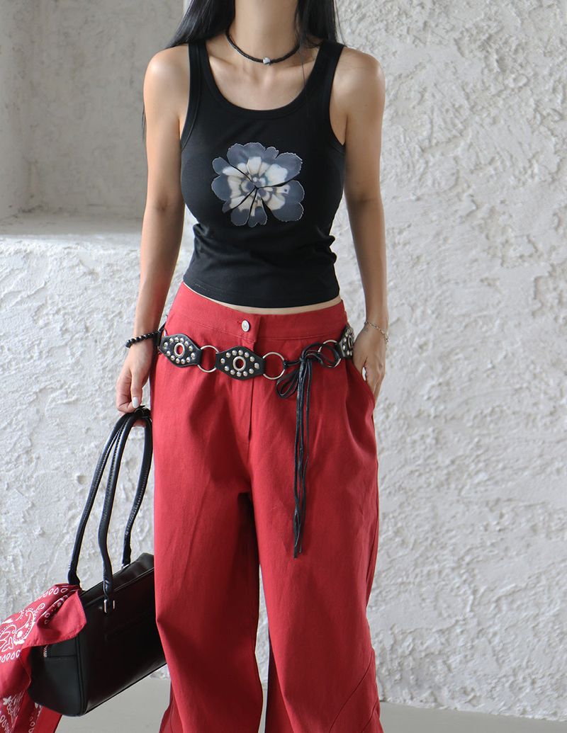 West Cotton Pintuck Wide Pants