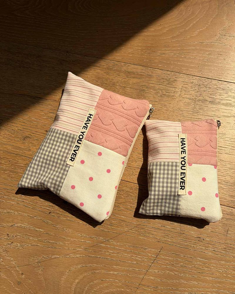 Patch work flat pouch v2 , S size