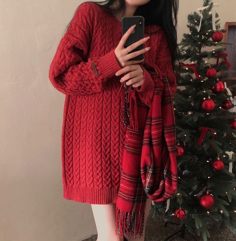 [Belied made/Cuanku] First Love Twisted Cable Knit Dress