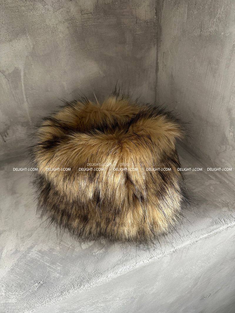 Raccoon Mix Fake Fur Bucket Hat