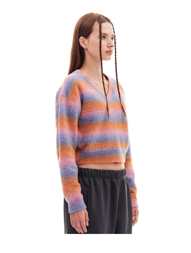 HAIRY STRIPE CROP KNIT (ORANGE)