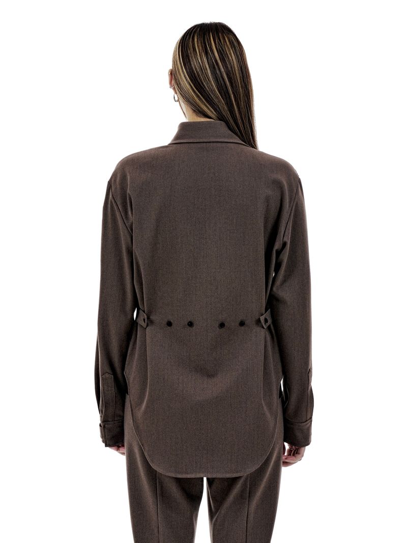UNBALANCED BUTTON STRAP SHIRT