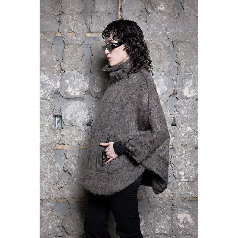 HAIRY BELTED CAPE COAT
