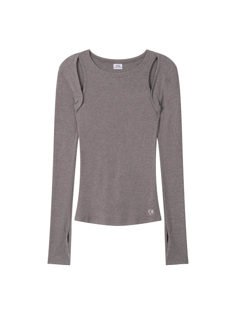 EARTHJIGU（アースジグ）の「ボレロ ロング スリーブ ティー (PURPLE-GRAY)（トップス）」