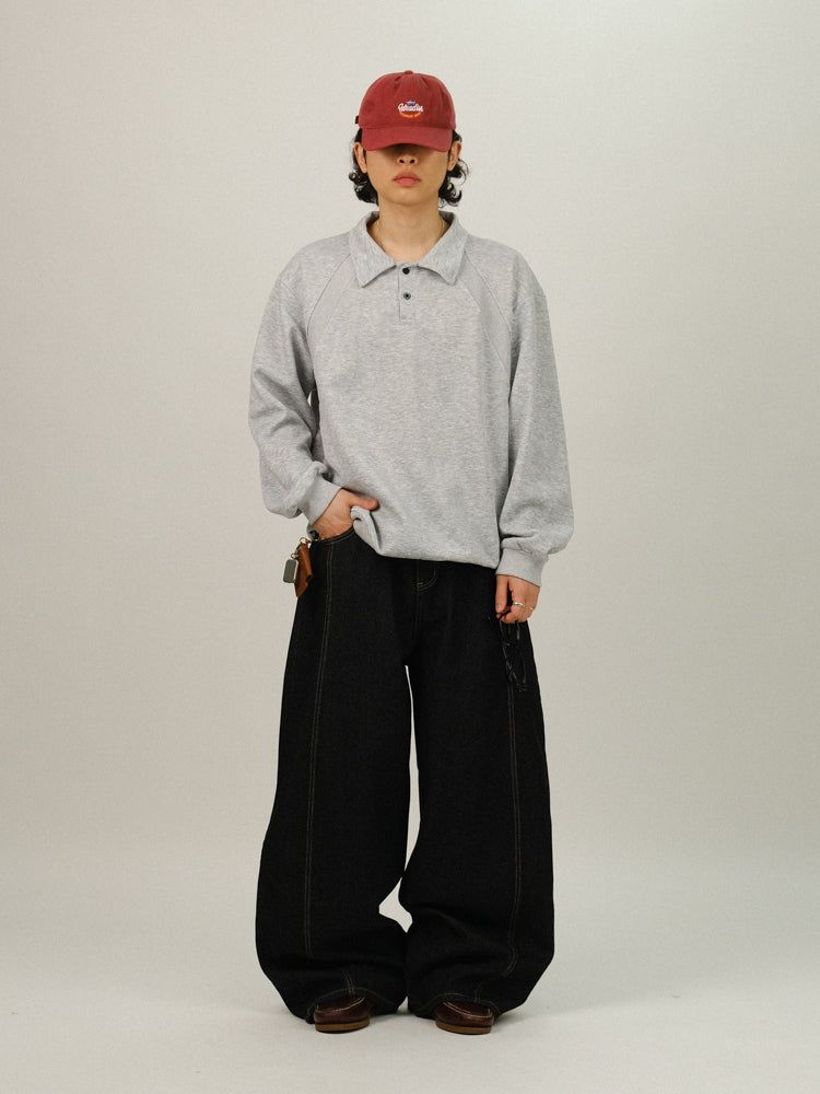 POL Non-fade Stitch Wide Denim Pants