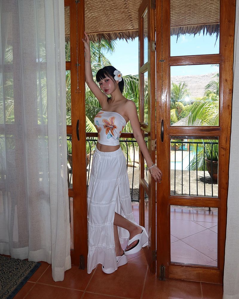 Open maxi lace cancan long skirt