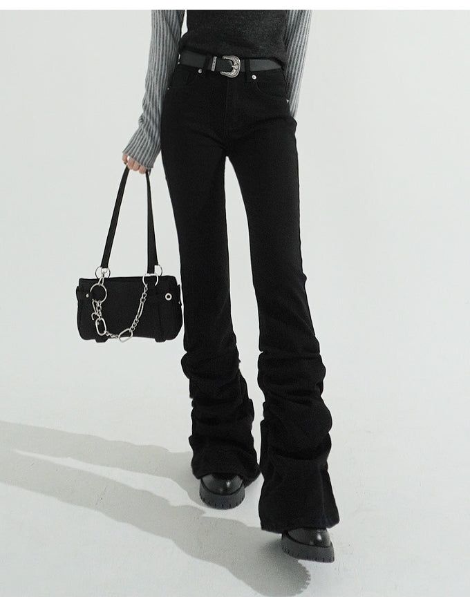 Wrinkle Slim Spandex Boots-cut Pants