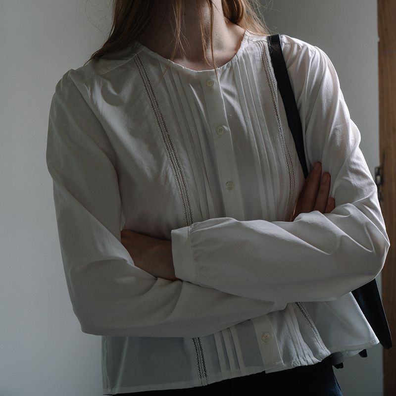 Lace Pintuck Blouse - Ivory