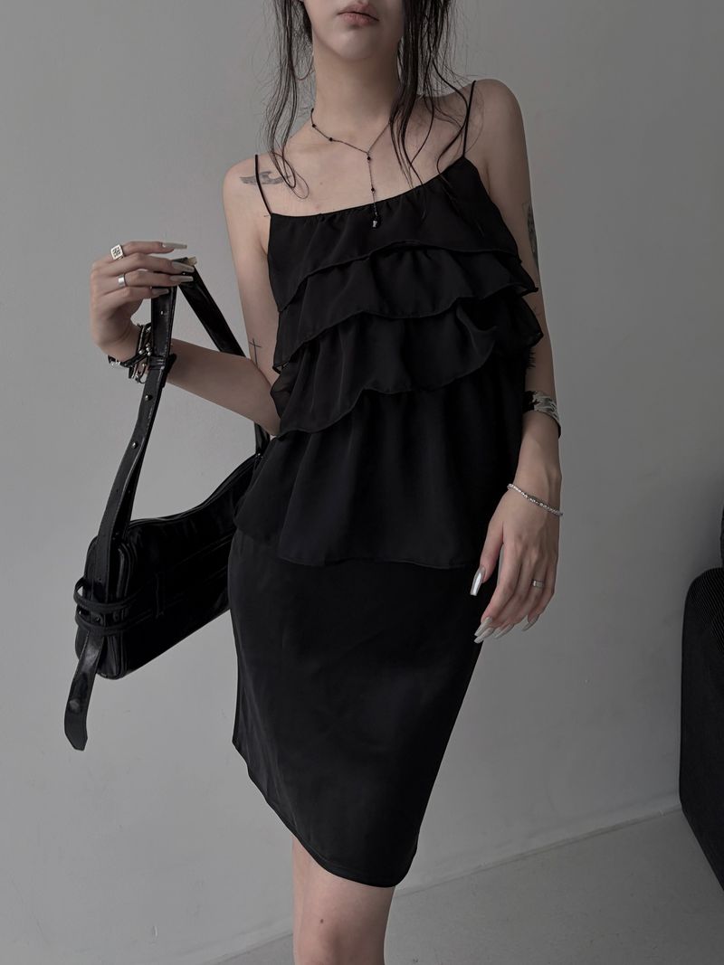 ruffle sheer bustier blouse (2color)