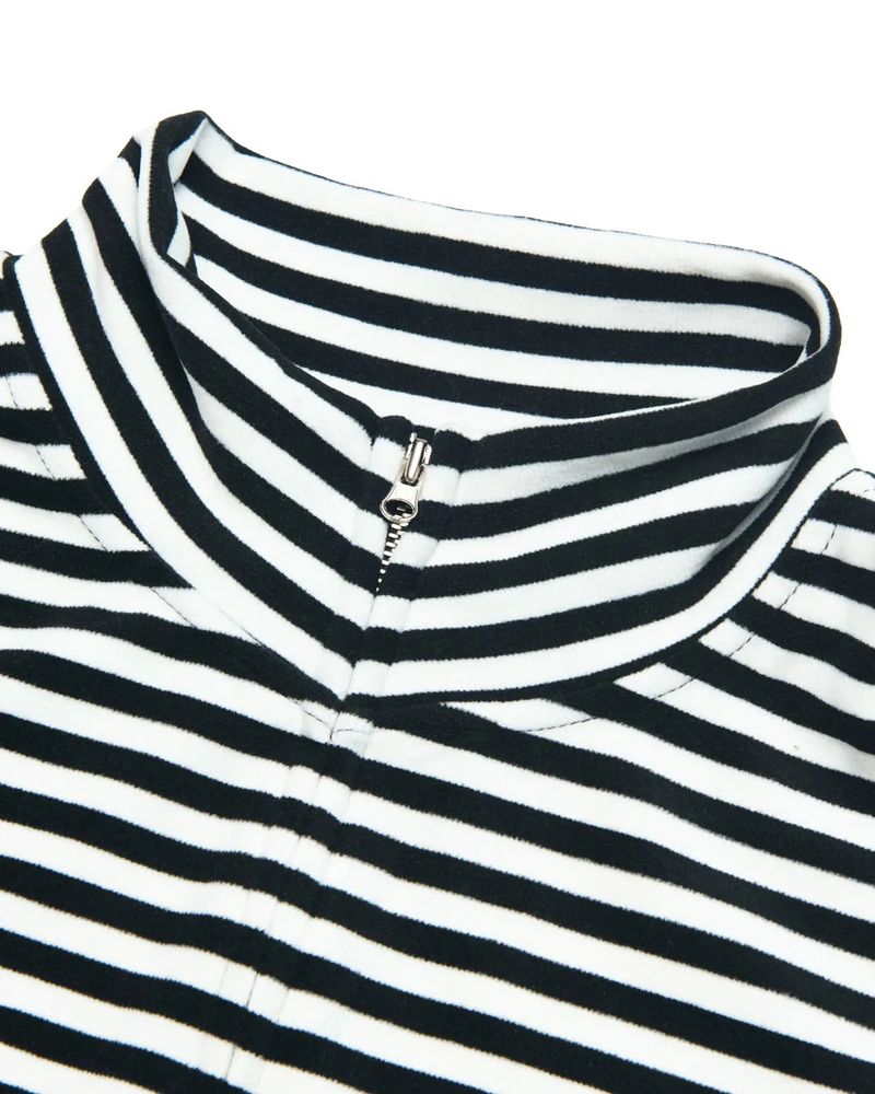 Stripe Half Zip-Up (BLACK) WOMENS
