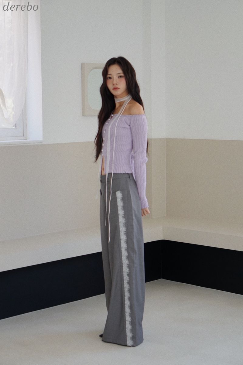 side lace wide slacks