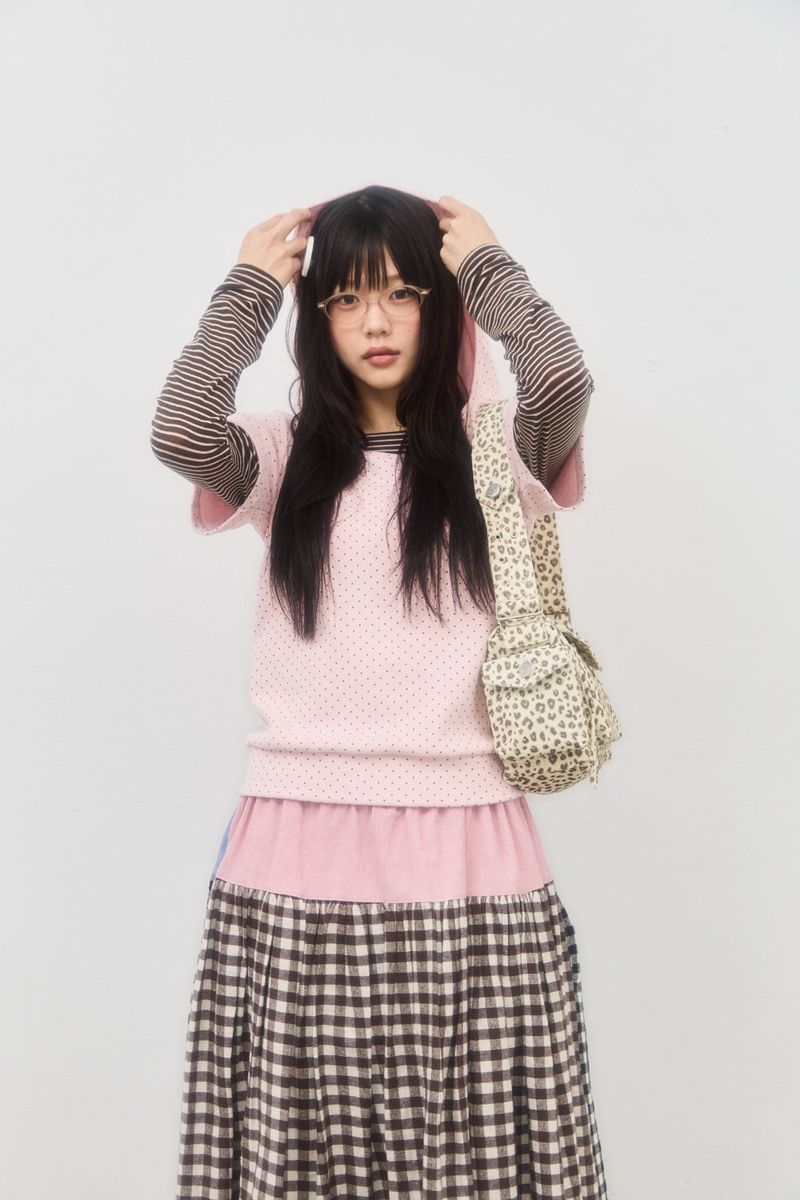 NEW COOKIE LAYERED HOODIE TOP (PINK)
