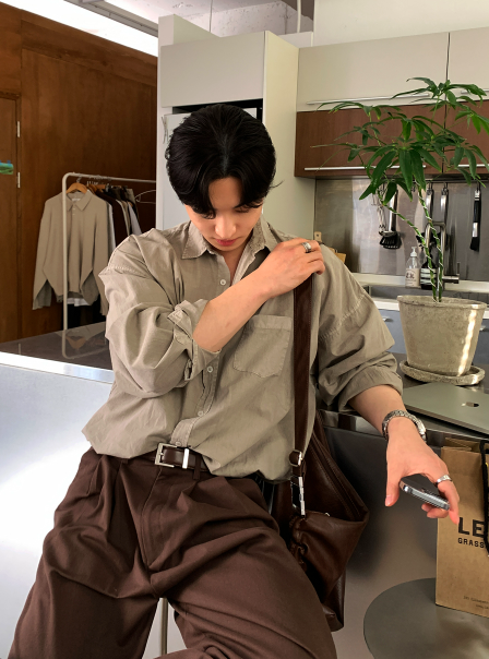 Glass Pigment Basic Cotton Shirt