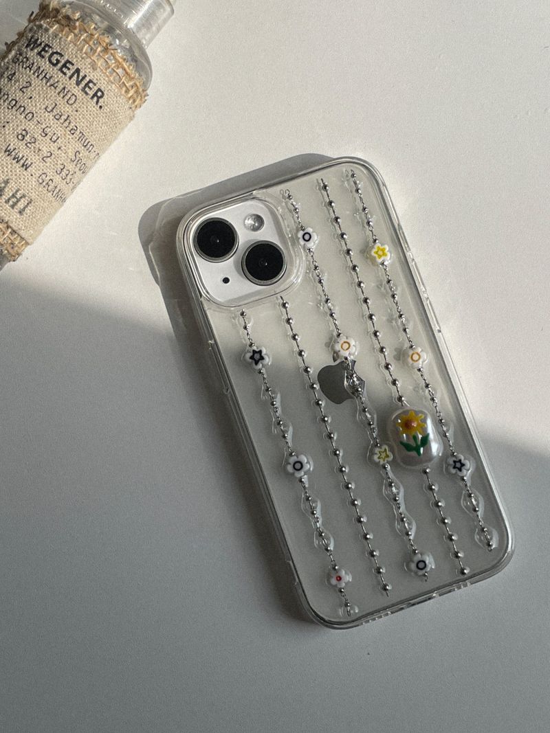 [MADE] Chain sunflower flower resin cell phone case