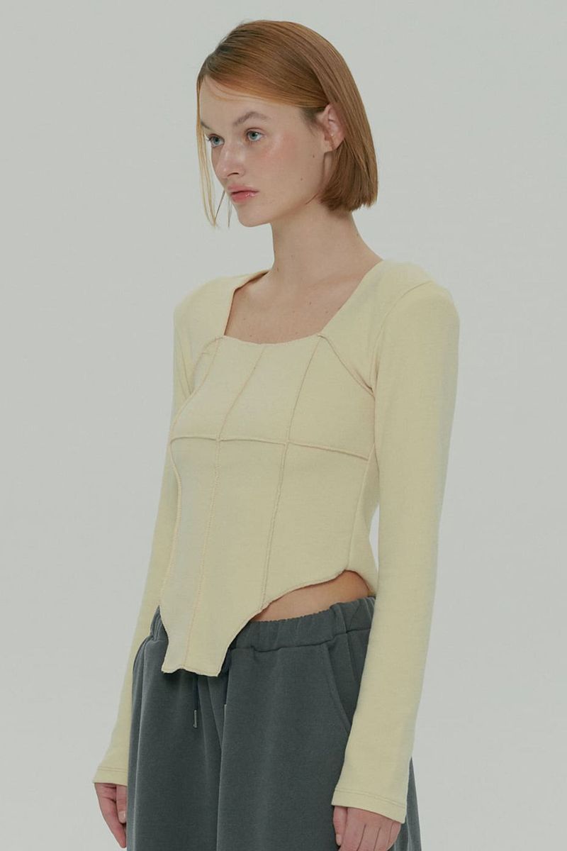 SOFT SQUARE NECK TOP / YELLOW