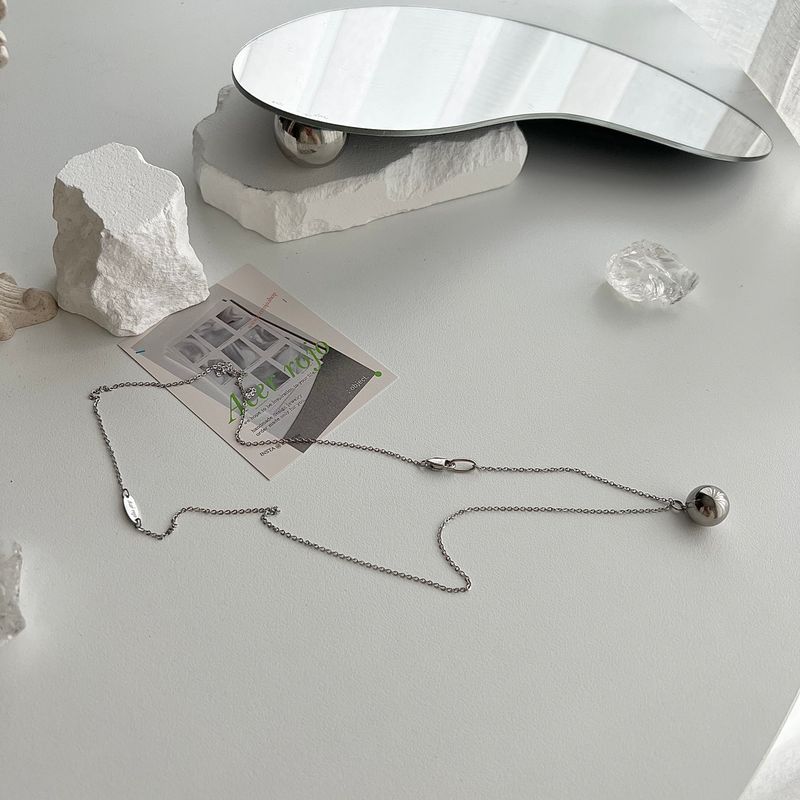 vvv Stainless Steel Bold Ball Long Coin Two Way Coin Titanium Necklace