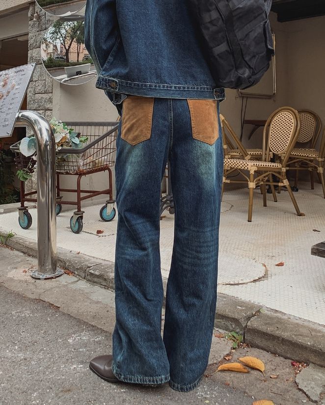 Morgan Corduroy Patch Wide Denim Pants