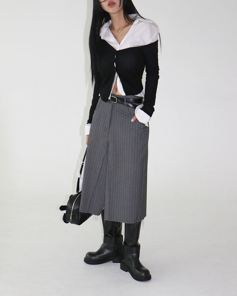 Bermuda Stripe Midi Skirt