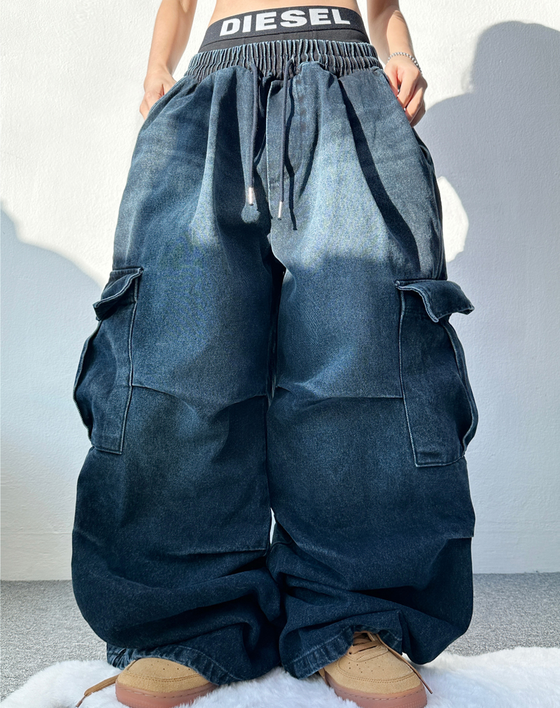 GRADATION PARACHUTE CARGO DENIM💙💚💛🩶🖤 - 4 COLORS