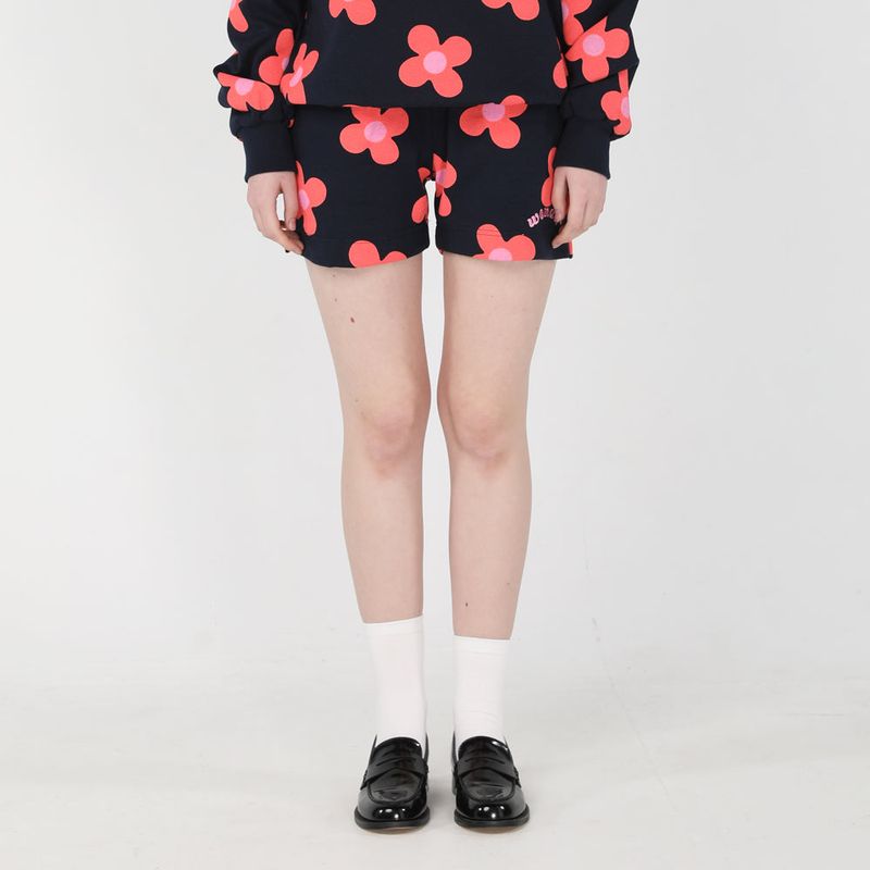 Pink flower pattern Shorts [Navy]