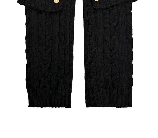 Wooden Button Cable Knit Leg Warmers