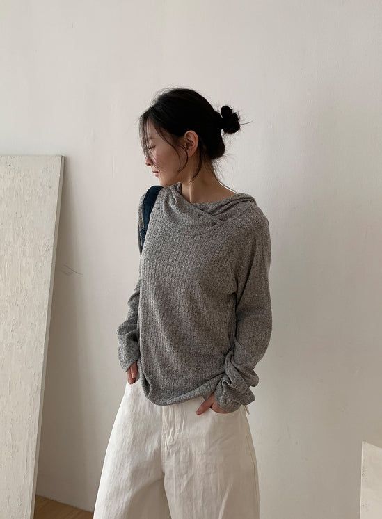 Burhit Unbalance Ribbed Hoodie