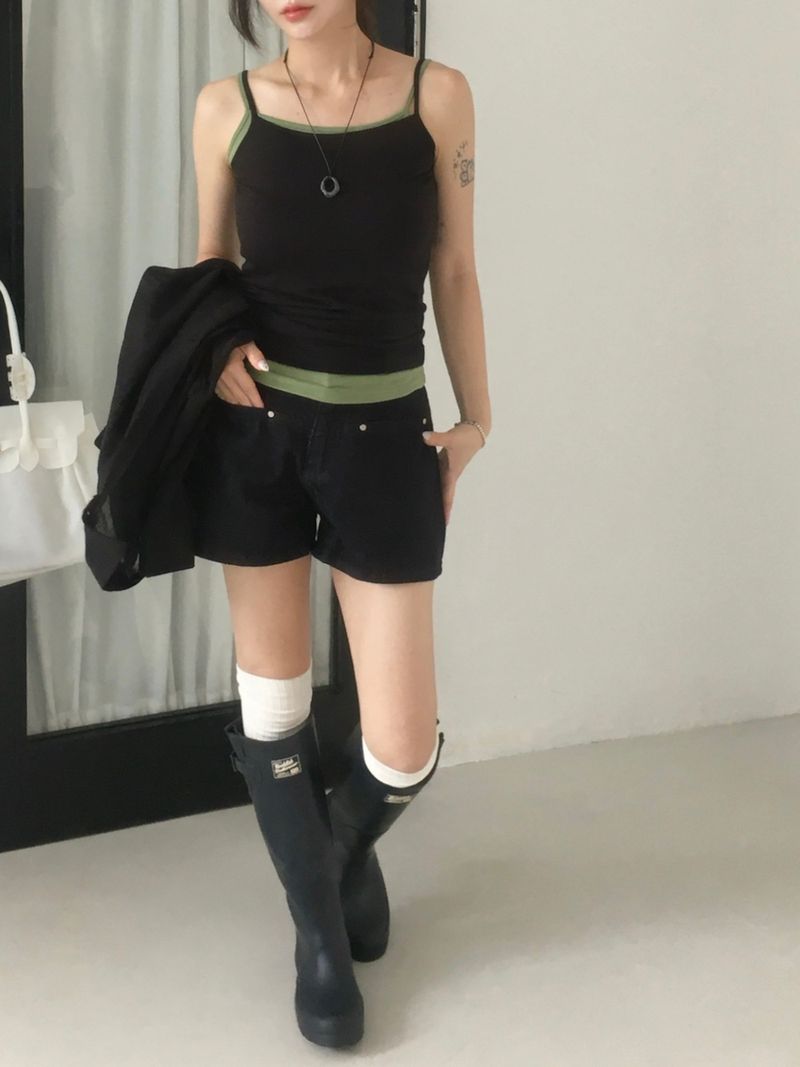 Rivet Pocket Denim Raw Paper A Shorts (2c)