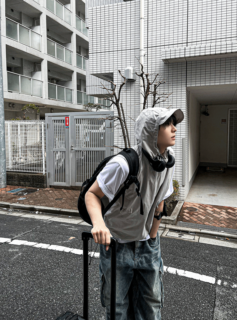 Techwear Nylon Hood Vest