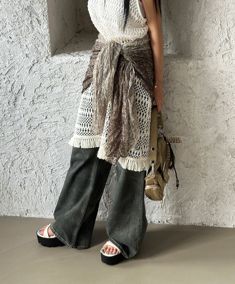 Fringe Mesh Crochet Layered Dress
