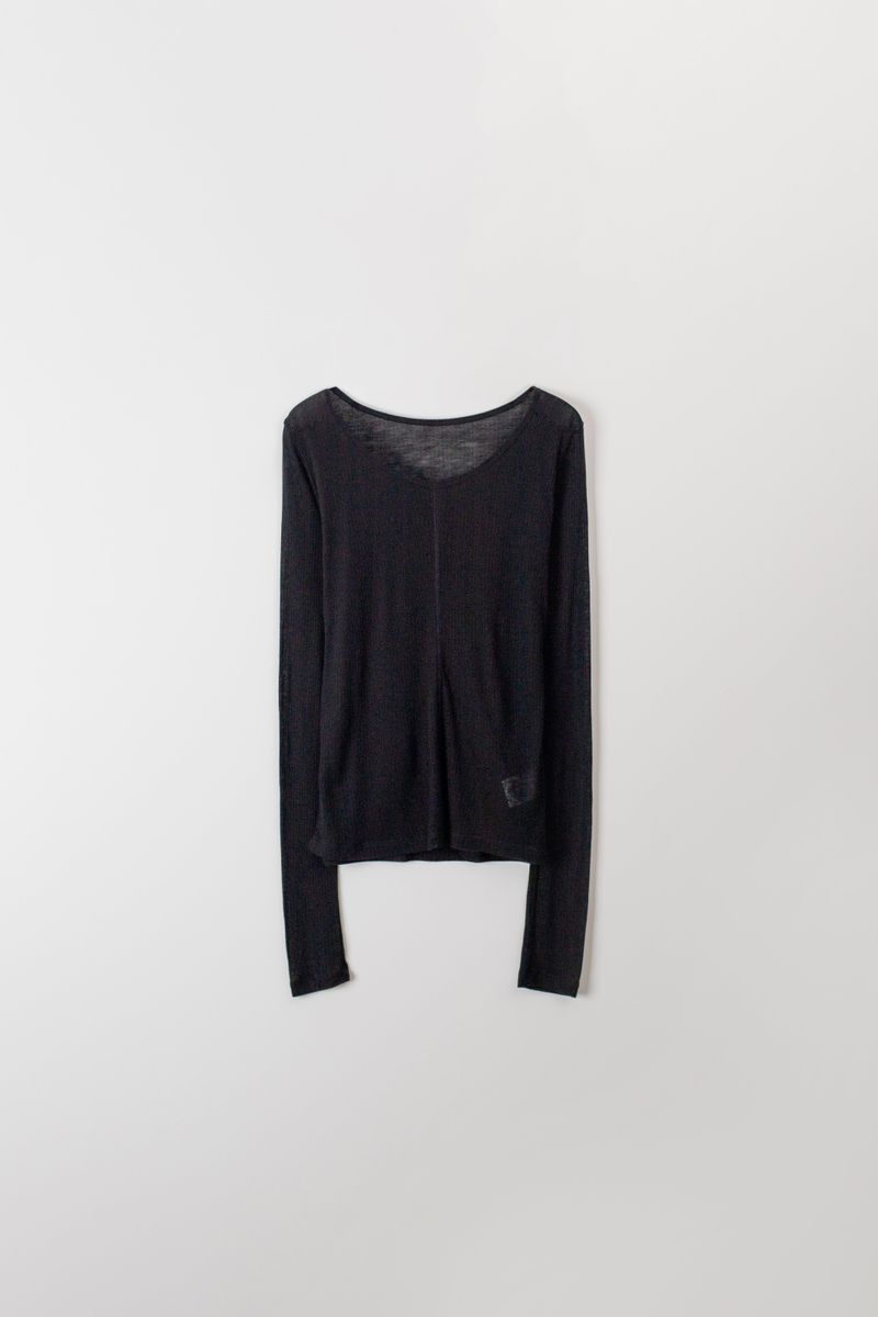 Wool boat neck T (Black)