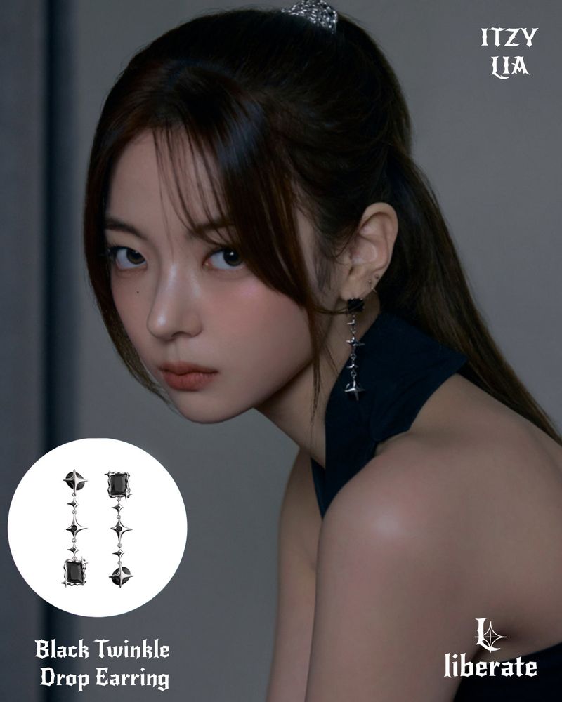 Black Twinkle Drop Earring