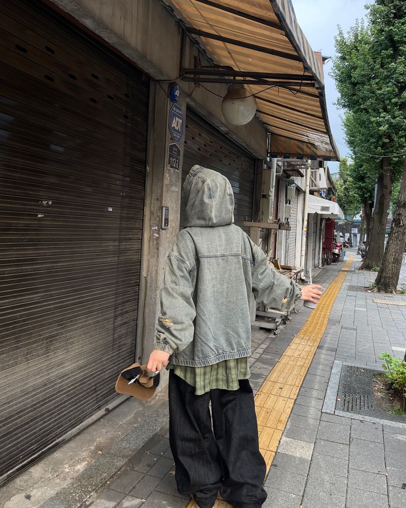 Leno black wide denim balloon pants