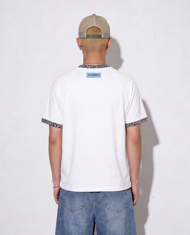 レオパードリンガーTシャツ (WHITE/GRAY) [MEN]