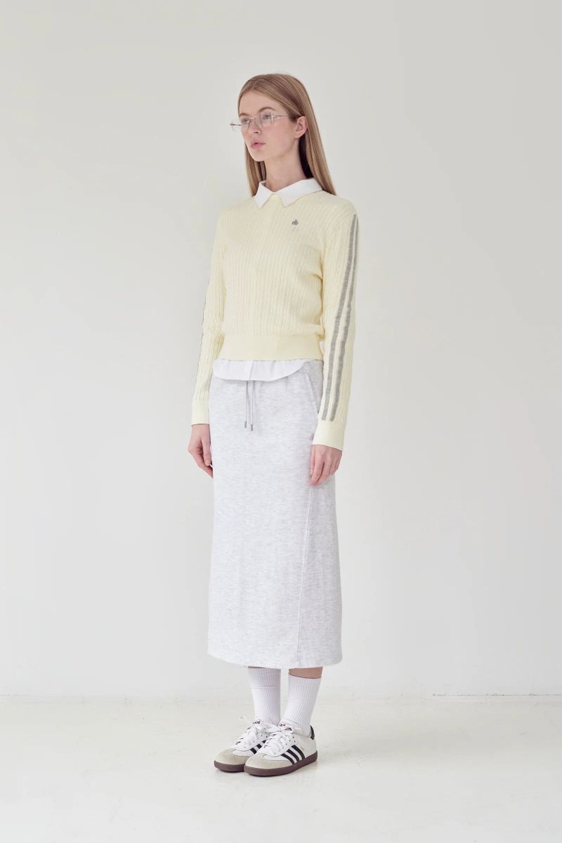KIRSH PLAIN LINE POINT CABLE KNIT - IVORY