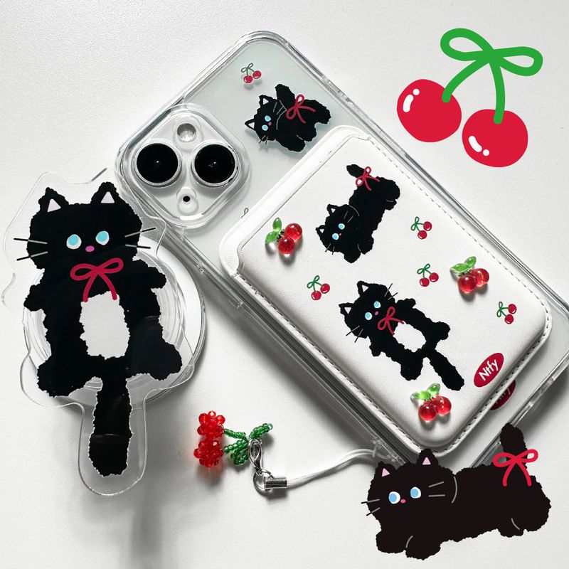 Nineteenfriday（ナインティーンフライデー）の「[Set]Cherry Cat Magsafe Phone case + Grip + Pocket（Smartphone Accessories）」