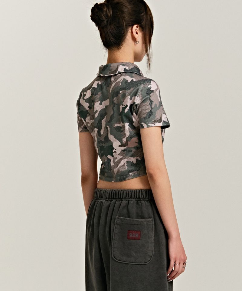 939 LOGO COLLAR CROP TOP (CAMO)