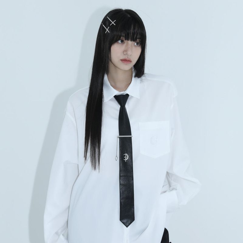 CLUT STUDIO（クラットスタジオ）の「ZEPETO X oversize nectktie shirt - WHTIE（Tops）」