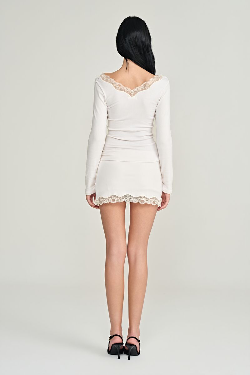 Rose angora lace skirt, Ivory